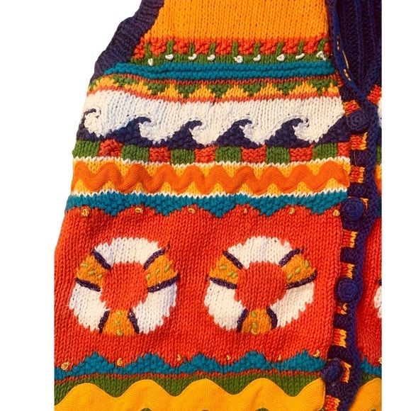 MARISA CHRISTINA Classics Hand Knit Sweater Vest Ladies Size Large Nautical - Picture 6 of 8